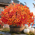 20 Bundles UV Resistant Artificial Fall Flowers Outdoor - Fake Autumn Plants for Thanksgiving Porch, Pumpkin Decor | All-Weather Faux Eucalyptus & Daisy (Fall Mix)