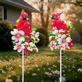 Hexagram Cardinal Garden Decor Yard Stakes, Lighted Metal Red Bird Garden Stakes Set of 2, Cardinal Solar Lights Outdoor Decor, Red Bird Yard Signs for Outside Pathway Lawn Porch Patio