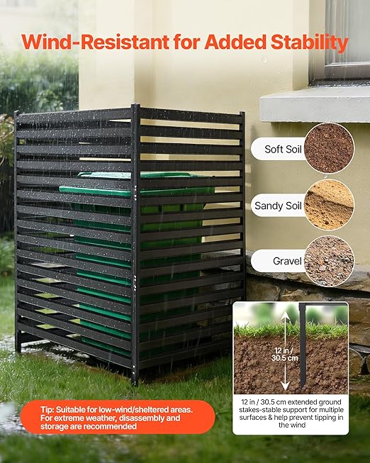 VEVOR Metal Privacy Screen, 38" W x 60" H Freestanding Modern Privacy Fence, Garden Divider Panel with Extended Ground Stakes & Panel Height Adjustable, Freestanding Outdoor Divider for Garden, Indoor