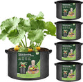 T4U 25 Gallon Grow Bags, Upgrade Grow Bags with Handles, Heavy Duty Thickened Nonwoven Fabric Pots, 25 Gallon Pots for Plants, Pumpkin, Butternut Squash, Grape (5 Pack 25 Gal)