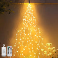 ZNYCYE 1 Pack Battery Operated Fairy Lights with Timer, Waterproof Waterfall Flash Lights 8 Modes 10 Strands 200 LEDs Hanging Vine String Lights with Remote for Outdoor DIY Watering Can Lights