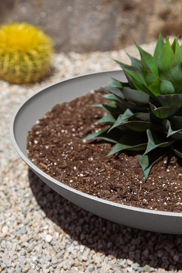 Veradek Mason Series Lane Bowl Planter| for Indoor or Outdoor Tabletops/Gardens |Made from Plastic-Stone Composite with Drainage Holes|Modern Décor for Flowers, Succulents, Small Plants