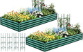 Quictent Galvanized Raised Garden Bed 8x4x1 Ft Metal Planter Box for Vegetables Bottomless for Backyard, 2 Tomato Cages Included, Green 2PCS