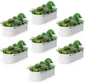 A ANLEOLIFE 7-Set 8X4X2 ft Galvanized Raised Garden Bed Kit, Oval Metal Deep Root Planters for Outdoor Plants, Antique White