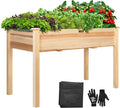 VIVOSUN Elevated Wooden Raised Garden Bed, 48 x 24 x 30 Inches, Outdoor Wood Planter Box w Bed Liner and Gloves for Garden, Patio, Balcony, Backyard and Outdoors, 220-Pound Capacity