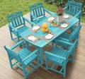 Ciokea HDPE Outdoor Dining Set, 7-Piece Patio Table and Chairs Set with Umbrella Hole, All-Weather Patio Dining Sets for 6, Durable Patio Furniture for Backyard, Garden, Lawn & Poolside, Lake Blue