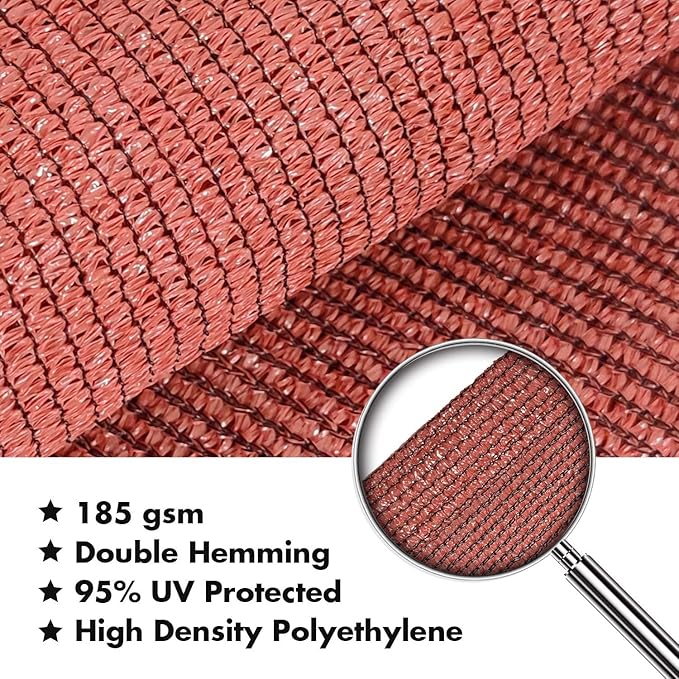 KANAGAWA Sun Shade Sail Curved 24'X24' Rust Red Rectangle Outdoor Shade Cover UV Blovk Canopy for Patio Garden Backyard Heavy Duty Permeable 185GSM (We Make Custom Size)
