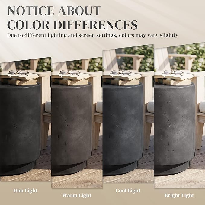 HOMCOM Round Side Table, Lightweight Accent Table with Concrete Finish, End Table with 4 Adjustable Feet for Indoor, Outdoor, Dark Gray