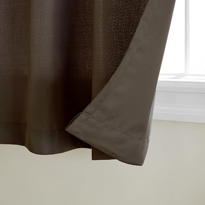 TOWN & COUNTRY ΒASICS Cabana Solid Heavyweight Indoor Outdoor Curtains, Light Filtering Opacity with Grommet Top, Water Repellent, 2-Pack Set, 54"x84", Chocolate