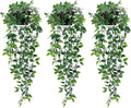 Whonline 3 Pack Artificial Hanging Plants Fake Plants with Pots for House Bedroom Wall Garden Decor