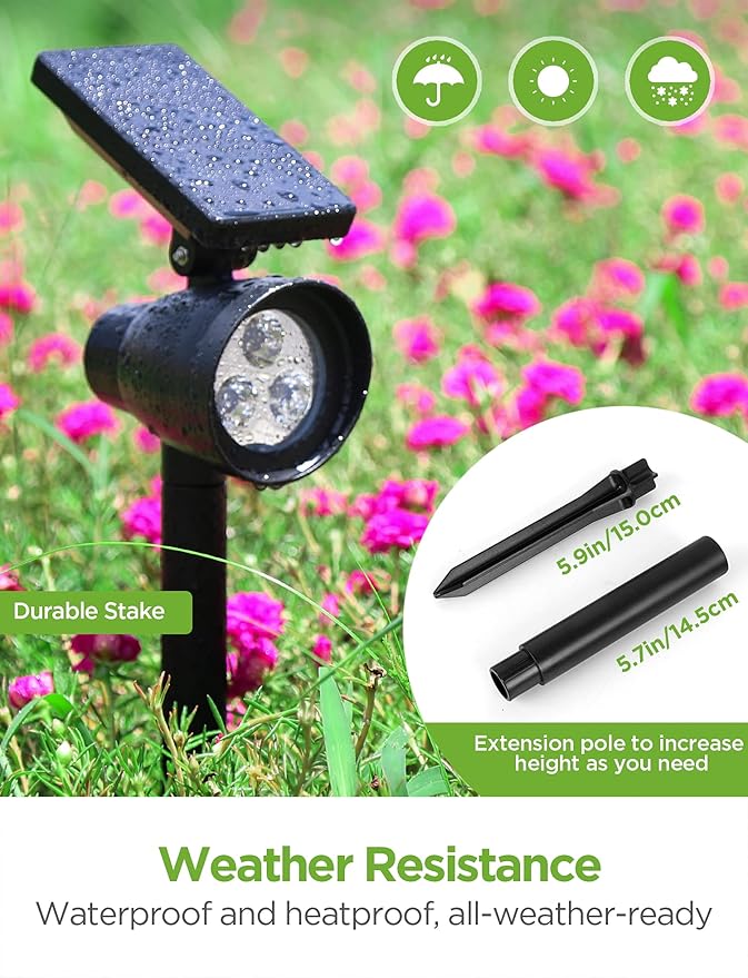 InnoGear Solar Lights for Outside, Outdoor Landscape Spotlight Waterproof Security Lighting Adjustable Auto On/Off for Patio Deck Yard Garden Pool Driveway, Pack of 4
