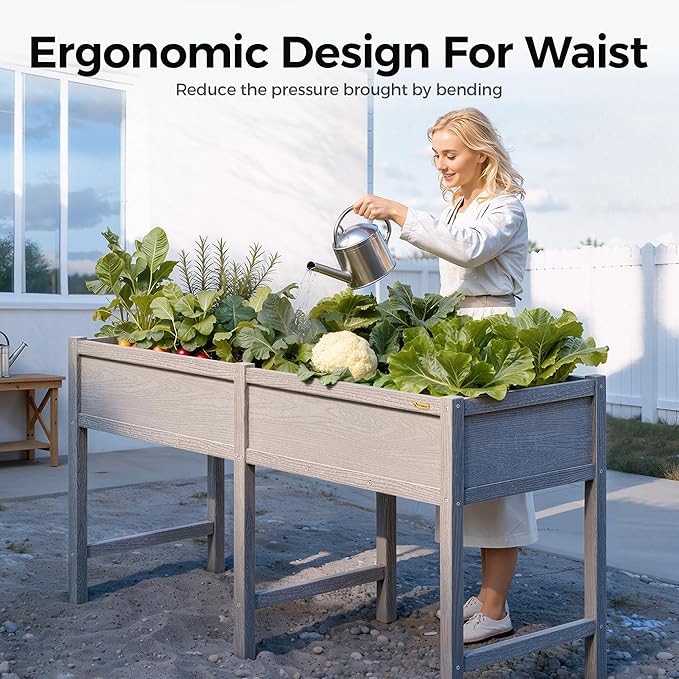 TT Nature HDPE Raised Garden Bed with Legs, Outdoor Elevated Planter Box for Vegetables, Herbs & Flowers, Weather-Resistant Raised Garden Beds for Patio, Balcony & Backyard Gardening