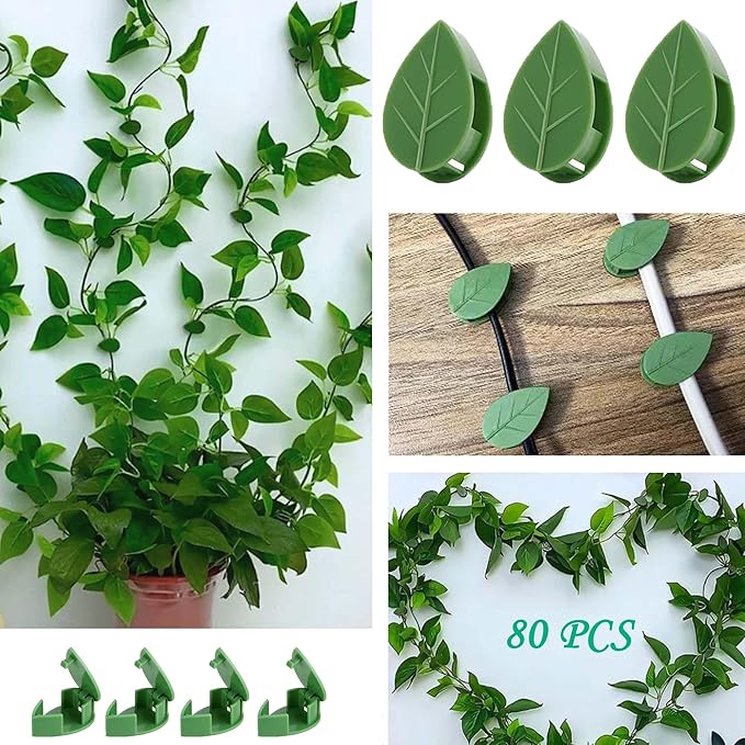 Plant Climbing Wall Fixture Clips, 80Pcs Self-Adhesive Wall Clips Fixer Hooks for Vines, Traction Support Holder, Invisible Leaf Clips for Wall Climbing Plants Indoor Outdoor Decor