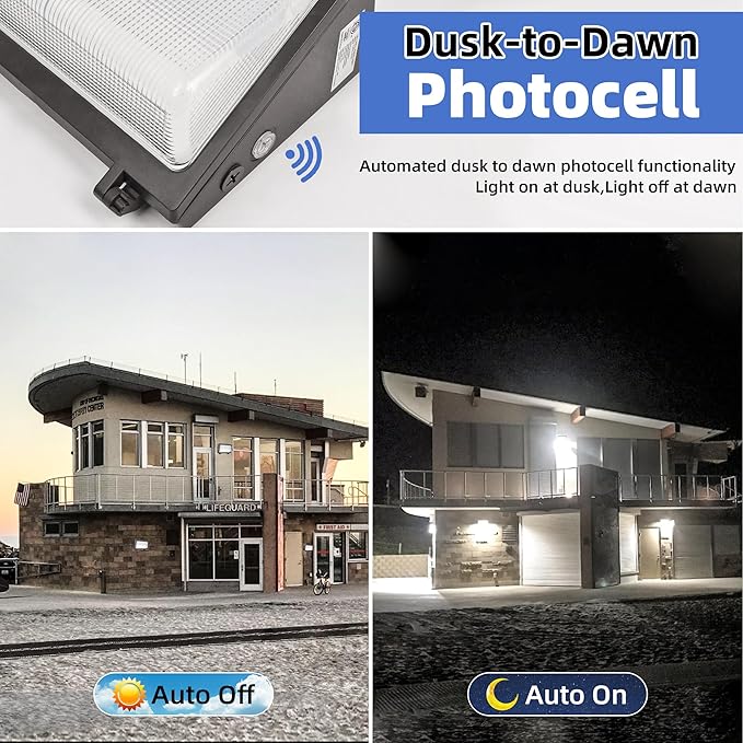 hykolity 120W LED Wall Pack Light with Dusk-to-Dawn Sensor,16200lm 5000K Daylight Commercial Security Lighting,750W MH Equivalent, 100-277V, Waterproof LED Outdoor Wall Mount Light for Warehouses