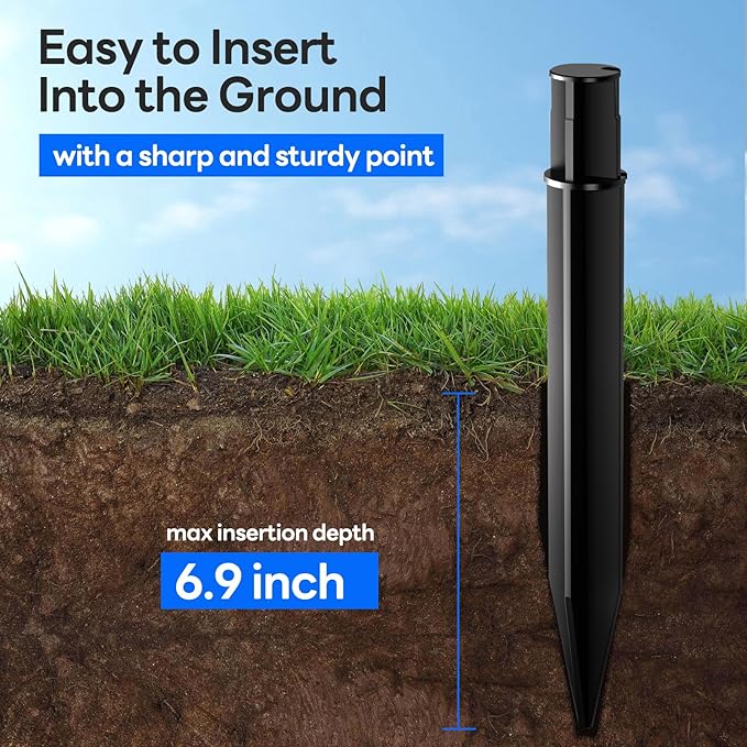 8 Pack Reinforced Ground Stakes, 0.83" x 8.27" Solar Lights Spikes, ABS Plastic Replacement Nails for Solar Pathway Lights Spot Lights Torch Lights Garden Lights