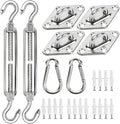 YOFIT 40 Pcs Shade Sail Hardware Kit, 5 Inch Outdoor Sun Sail Accessories, 304 Stainless Steel Turnbuckles & Brackets for Triangle/Rectangle Sails, Patio Canopy Installation Hardware Set Waterproof