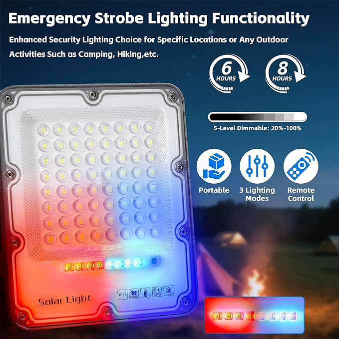 100W Solar Flood Light Outdoor Waterproof, 24000LM 6500K LED Solar Street Light with Remote, Dusk to Dawn Solar-Powered Lamp, Split Type Security Lighting with 13FT Cable for Parking Lot Yard Garage