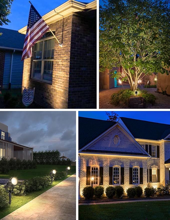 Dusk to Dawn Outdoor Lighting,3000K Warm White LED Landscape Spotlights with Photocell Sensor,Waterproof Spot Lights for Yard Flag Pole House Garden Tree(4 Pack)