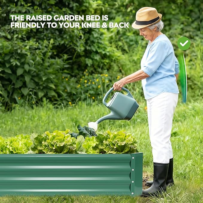 ZORMY 2 Pcs 4x4x1ft Galvanized Raised Garden Bed Outdoor, Metal Planter Boxes with Easy Assembly, Planter Raised Beds for Gardening, Flower, Plants, Vegetable, Herb - LotusGreen