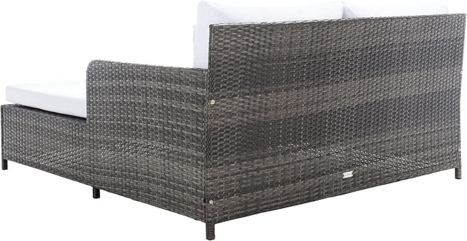 Safavieh Outdoor Collection Cadeo Grey Brown/White Cushion Daybed PAT7500C