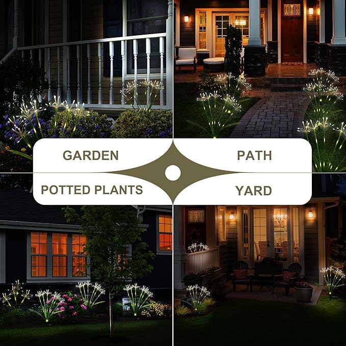 Solar Garden Lights Decor: Gardening Gifts for Women Mothers Day Warm White - Waterproof Twinkling Swaying Firefly Solar Lights Outdoor with 2 Modes for Yard Patio Pathway Decoration 4-Pack