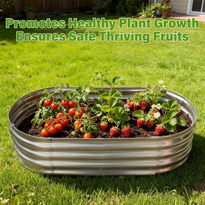 Galvanized Raised Garden Bed for Outdoor: 4x2x1ft Durable Metal Vegetable Plant Container Kit - Oval Planter Box for Gardening Flower Trough