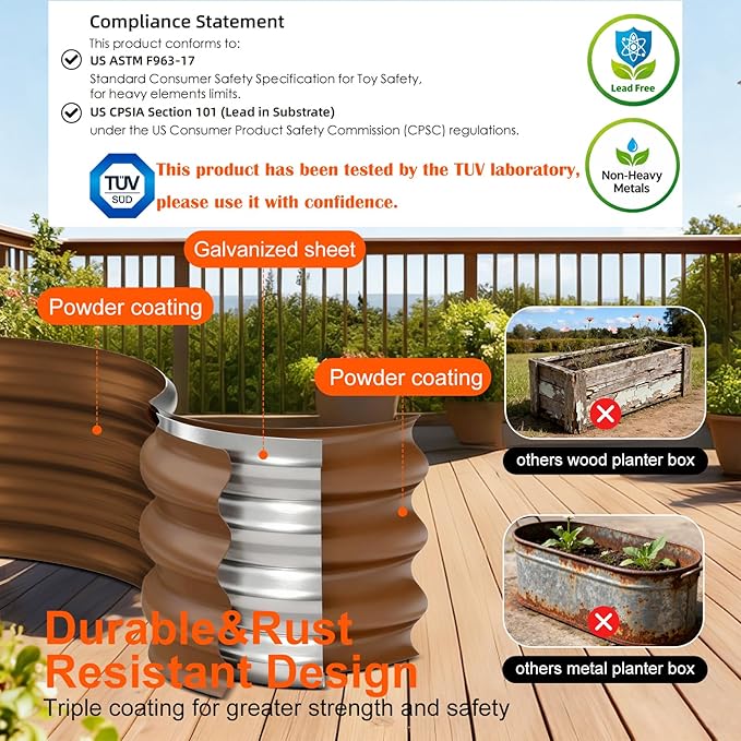 Raised Garden Bed Outdoor 2 Sets Oval Large Coating Metal Planter Box with No Heavy Metal for Vegetables, Flowers, Herbs