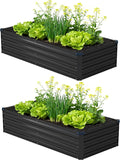 6x1.5x1ft(2 Pack) Galvanized Raised Garden Bed,Outdoor Planter Box Metal Patio Kit Planting Bed for Vegetables Flowers Herb,Black