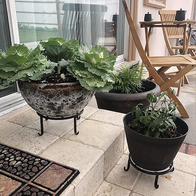 5 Pack Metal Plant Stands,Heavy Duty Potted Holder for Flower Pot,Indoor Outdoor Metal Rustproof Iron Garden Container Round Supports Rack for Planter