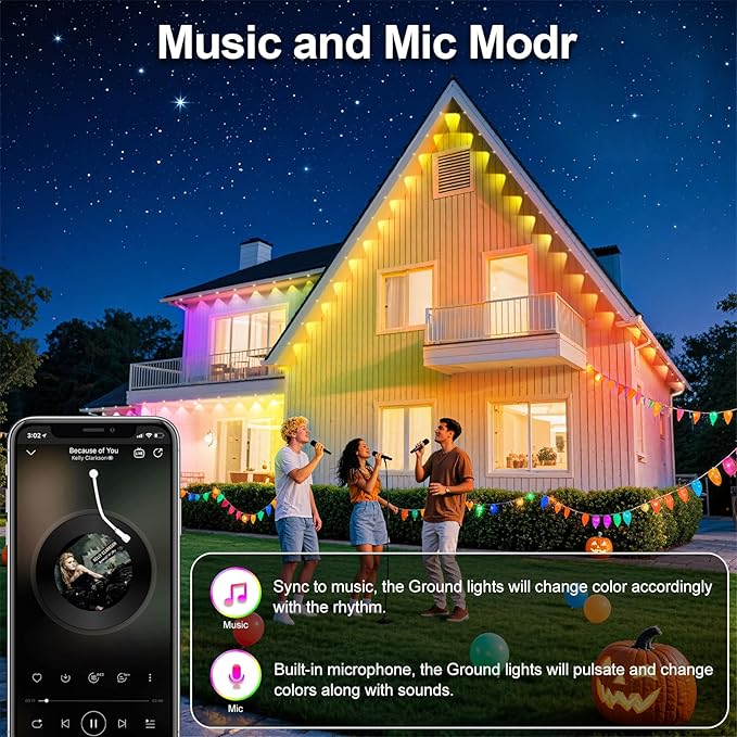 400Ft Permanent Outdoor Lights for House Waterproof, IP67 LED Eave Lights with App/Remote Control, Outdoor Permanent led Lighting for House Roof Decor,Christmas,Party,All Holiday and Daily