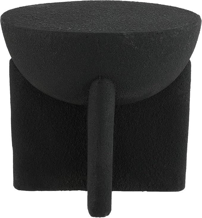 JONATHAN Y TBL1109A Brady 16.25" Minimalist Modern Drum Indoor/Outdoor Accent Table Contemporary, Mid-Century, Art Deco, Bohemian, Patio, Garden, Bathroom, Living Room Black Frosted