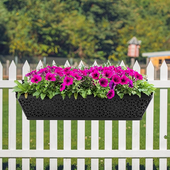 Adnee 2 Pcs 30 Inch Fabric Plant Window Box Liners-Rectangular Non-Woven Planter Basket Liner-Black Felt Flower Hanging Basket for Outdoor Garden Wall Hanging Planter Flower Vegetables
