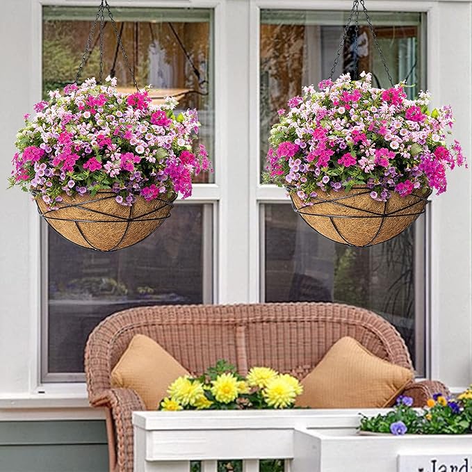 2 Pack 12 Inch Round Replacement Coco Liners for Hanging Basket Natural Coconut Fiber Liner for Flower Planter Coco Coir Pots for Indoor Outdoor Garden Plants