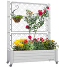 YITAHOME 43.3x17.7x61 in Planter Trellis Box with Wheels & Drain Plug, Outdoor Resin Raised Garden Bed for Climbing Plants, Large Weather-Resistant Design, Grayish-White