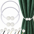 Hion Magnetic Curtain Tiebacks White 2pcs, Curtain Tiebacks Buckles Holdbacks Holders Hooks Clip for Home Bedroom Office Decorative Curtain