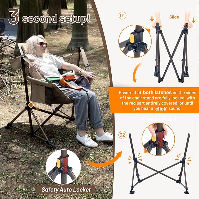 TIMBER RIDGE Hammock Camping Chair, Oversized Swinging Chair for Outdoor Lawn, Backyard and Patio, Supports 400lbs, Tan