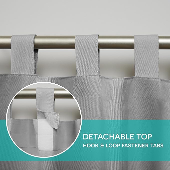 Exclusive Home Cabana Solid Indoor/Outdoor Light Filtering Hook-and-Loop Tab Top Curtain Panel Pair, 54"x120", Cloud Grey