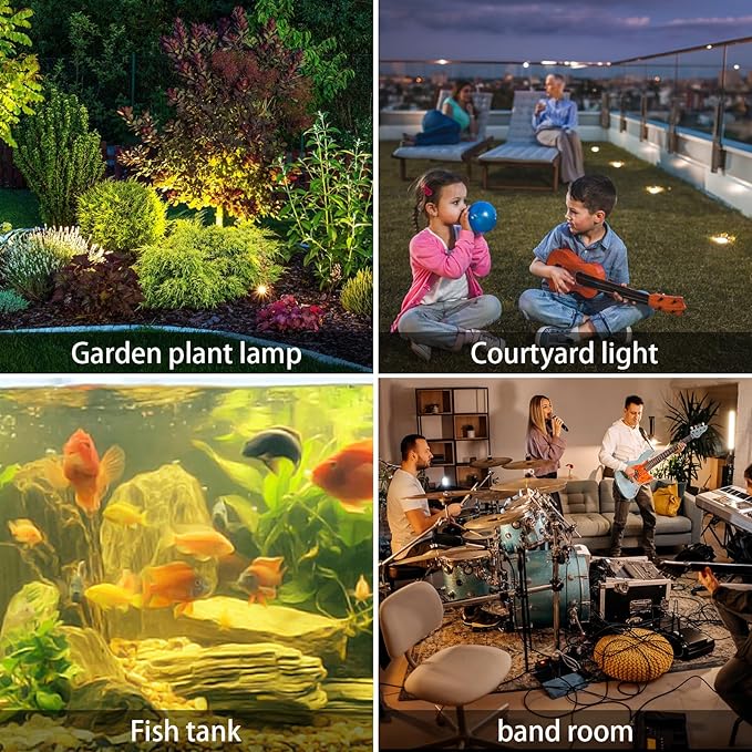 AVEKI Solar Pond Spotlights, 2 in 1 12 LED Solar Underwater Lights with Dual Head Waterproof Submarine Landscape Spotlight Security Lighting for Outdoor Patio Garden Fountain Pond