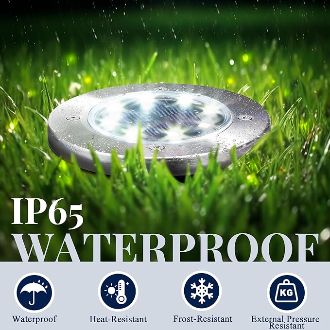 SOLPEX Solar Lights Outdoor Waterproof, 8 Pack Solar Ground Lights, Solar Garden Lights Landscape Lighting for Pathway Driveway Patio Backyard Walkway (Cool White)