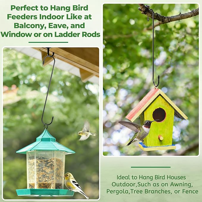 Large Garden S Hooks, 16 Inches Long Plant Hangers Outdoor, Metal Plant Hooks for Hanging Planters, Flower Baskets, Pots, Bird Feeders and Festival Decorations (SSL6)