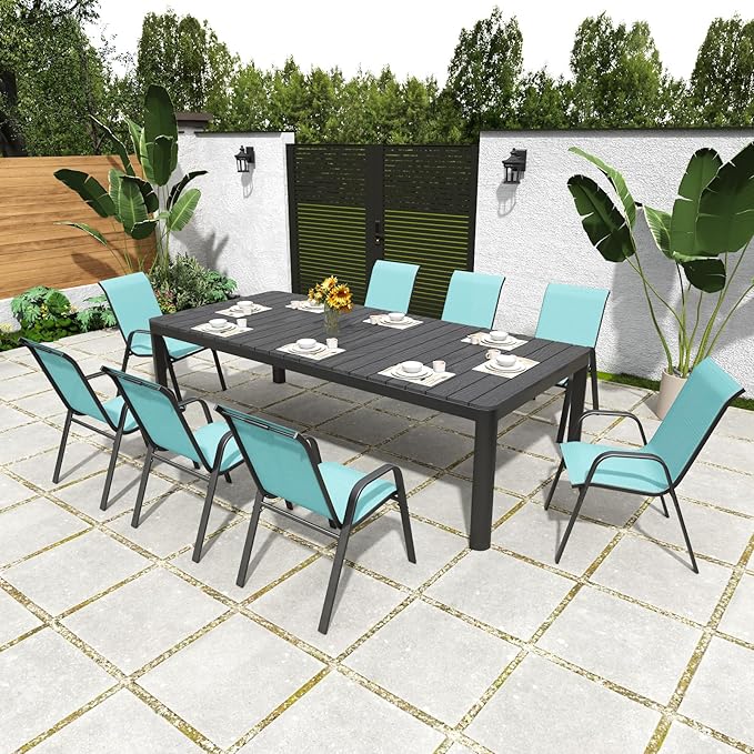 Patio Chairs Set of 6, Stackable Outdoor Dining Chairs for All Weather Textilene Fabric & Metal Frame, Outdoor Chairs Set for Backyard Deck Garden