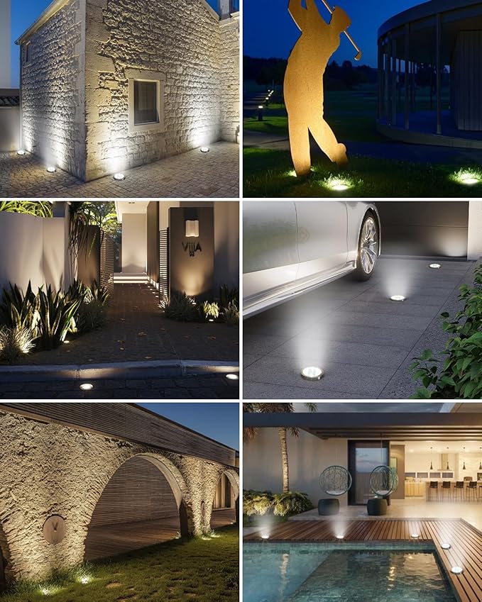 btfarm 10 Pack Solar Lights Outdoor, 8 LED Solar Ground Lights IP65 Waterproof Flat Solar Disc Light, Pathway Lights for Garden Lawn Patio Yard Path Landscape, Cool White