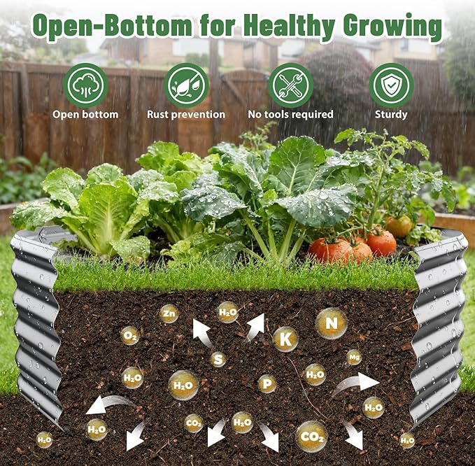 Hexagon Raised Garden Bed, 48 Inch Diagonal & 16.5 Inch Tall, Galvanized Steel Planter Box with Wave-Shaped Metal Panels for Outdoor Flower,Tree,Herb & Vegetable Garden (Silver, 4FT X 1.5FT)