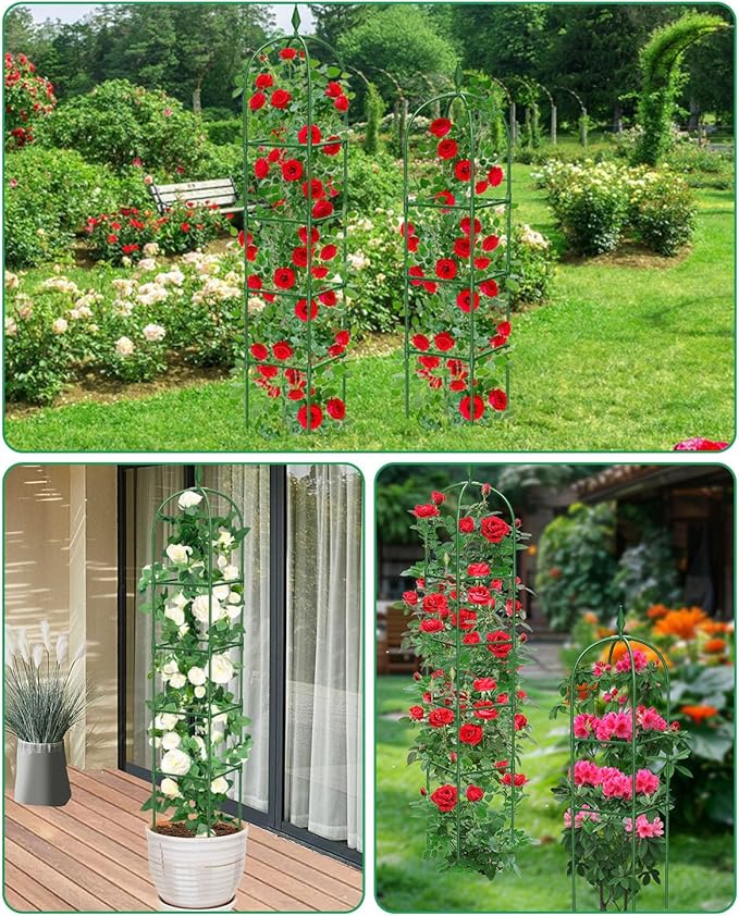 Garden Trellis for Climbing Plants Outdoor & Indoor - 6Ft Tall Rustproof Plant Support Cage for Vines, Flowers, Vegetables, Roses | Heavy-Duty, Adjustable & Decorative (3)