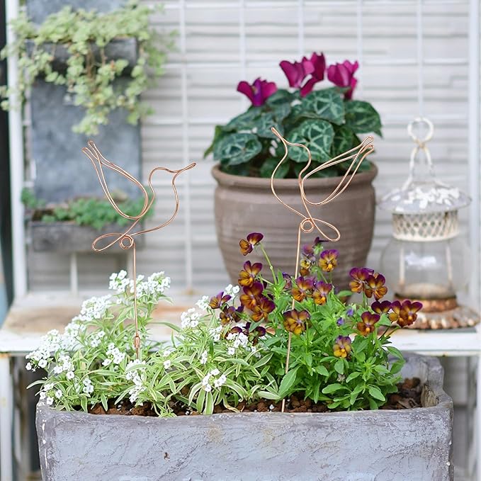 Hummingbird Decor Garden Stakes Decorative Set of 2, Hummingbirds Metal Wire Decor 23.62 inches x 6.69 inches,Decorative Stakes for Flower Pots, Planters, and Flower Beds