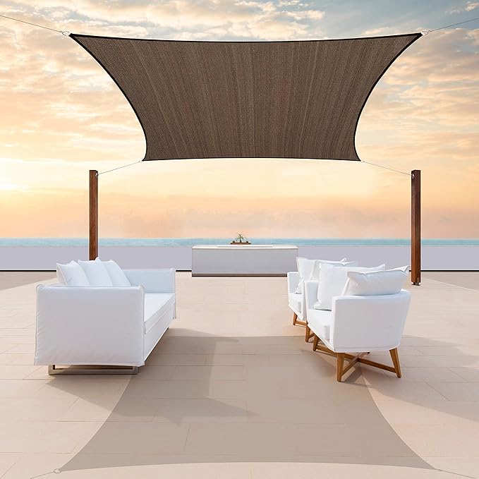 ColourTree TAPR1616 Custom Size 18' x 18' Brown Sun Shade Sail Canopy UV Block UPF50 Rectangle - Commercial Standard Heavy Duty - 190 GSM - 3 Years Warranty