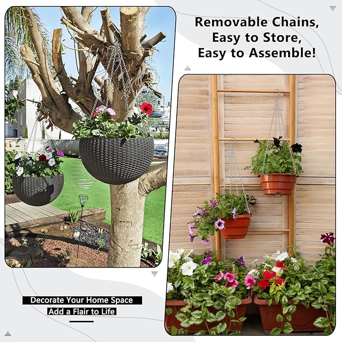 garini 3 Pack, 23 Inch Hanging Baskets Chain, Hanging Chains with Hooks Flower Pot Chain Replacement Plant Hangers for Planters, Bird Feeders and Lanterns(Silver)…