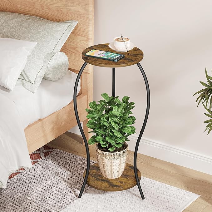 Plant Stand Indoor, 2 Tier Round Tall Plant Stand, Flower Pot Stand, Plant Shelf Rack, Corner Plant Stand for Planter Garden Balcony Patio Living Room