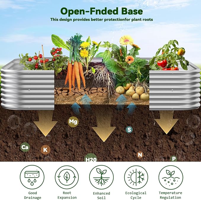 3 Pack 8x4FT Raised Beds for Gardening, Corrugated Galvanized Steel Raised Garden Bed, Outdoor Metal Above Ground Garden Bed for Vegetables and Flowers