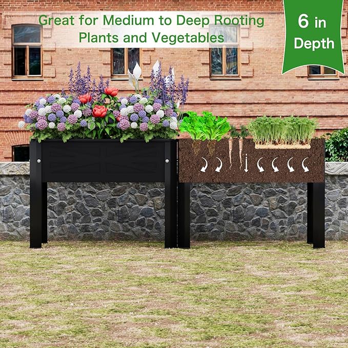 Raised Garden Bed with Tall Legs, Elevated Metal Planter Box for Vegetables, Herbs, Flowers - Outdoor Use in Backyard, Patio, Balcony & Deck